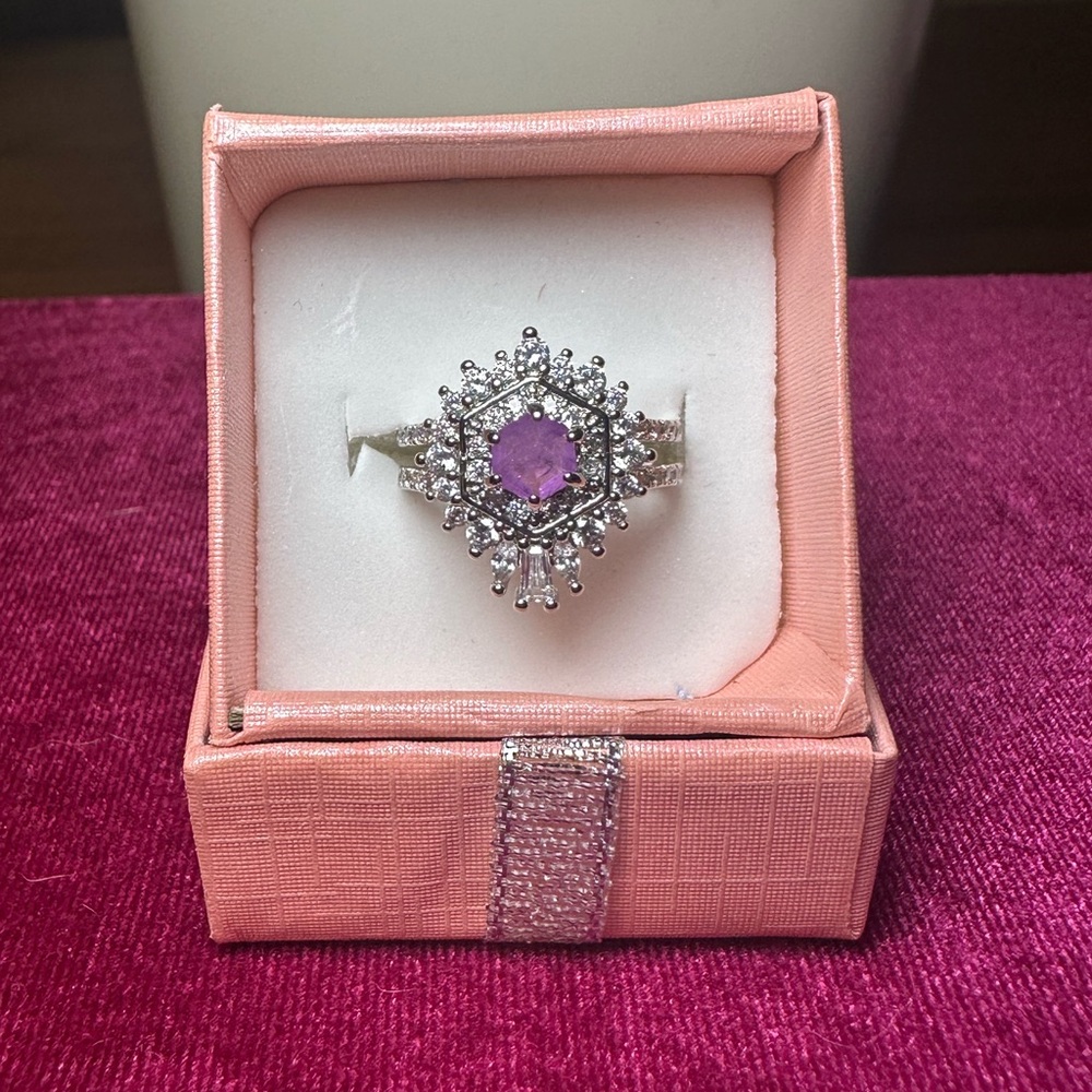 Bomb Party silver & purple ring size 5
